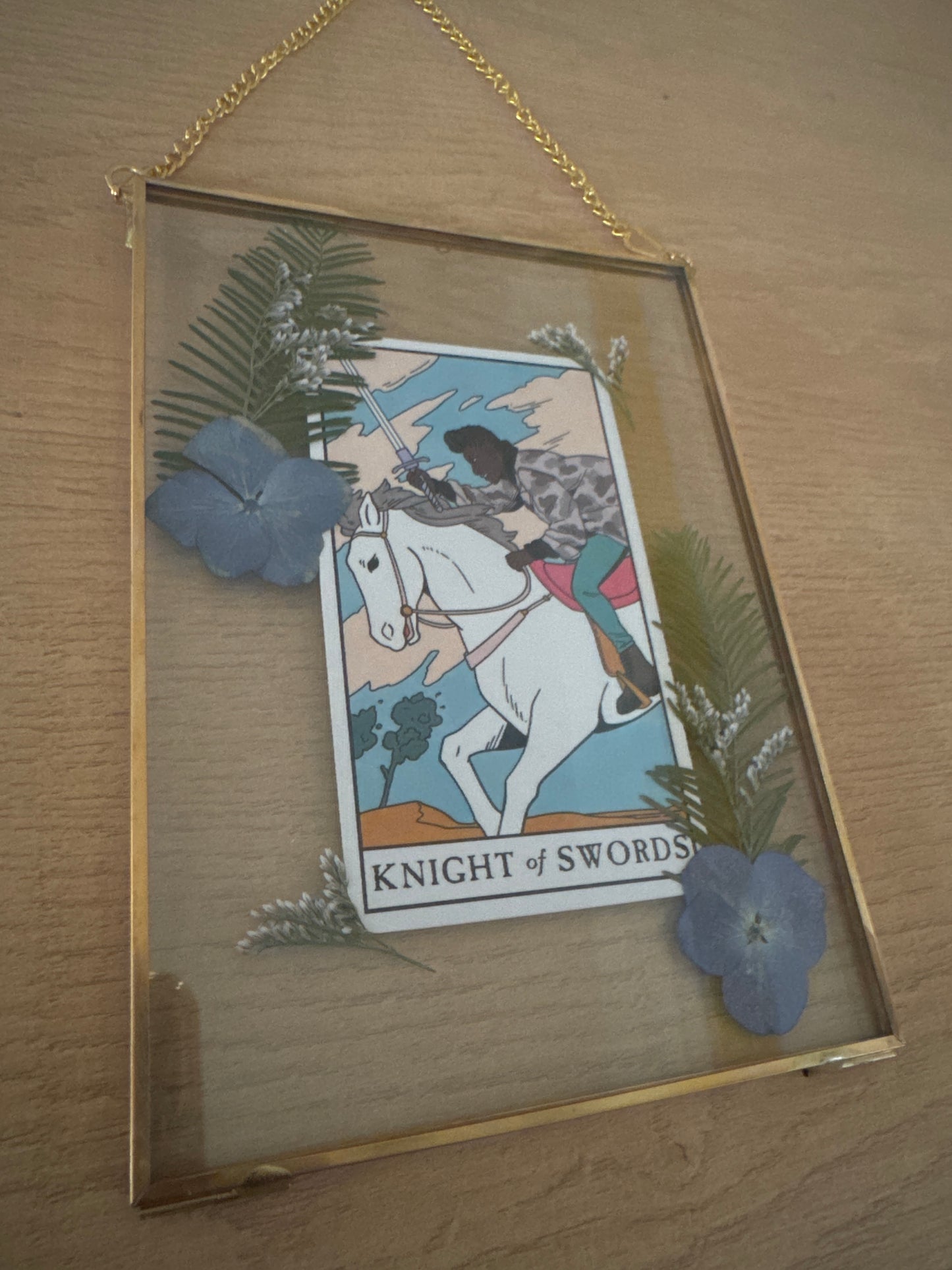 Knight of Swords Tarot Hanging Glass Frame