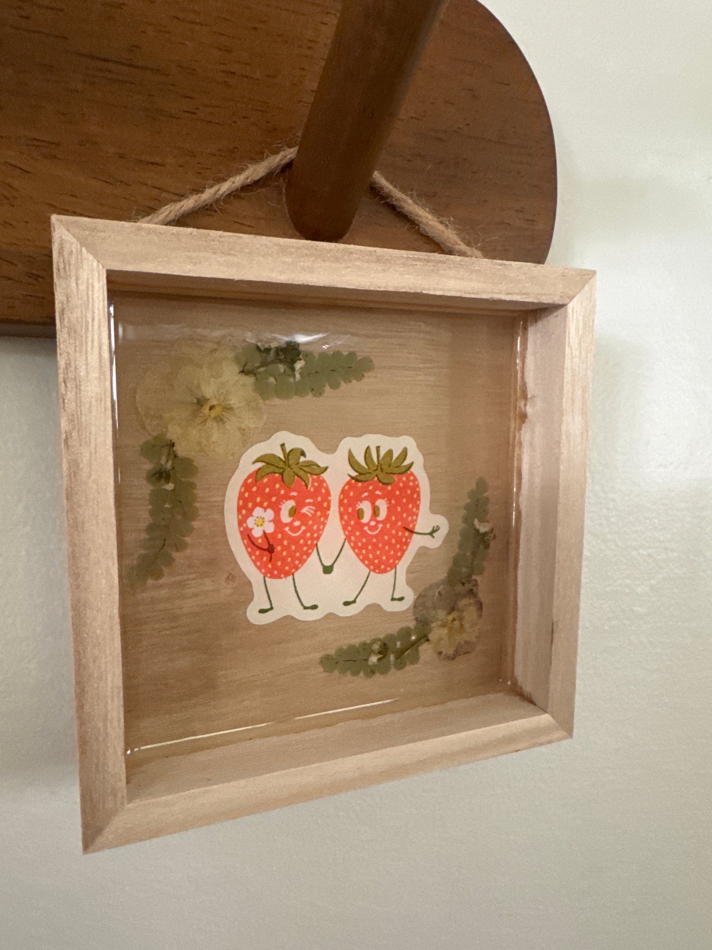 Strawberry Couple Wood Frame