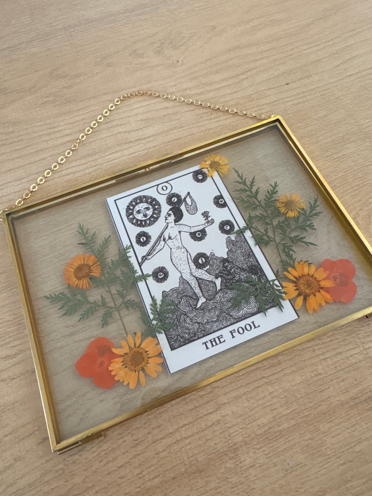 The Fool Tarot Glass Hanging Frame 5x7”
