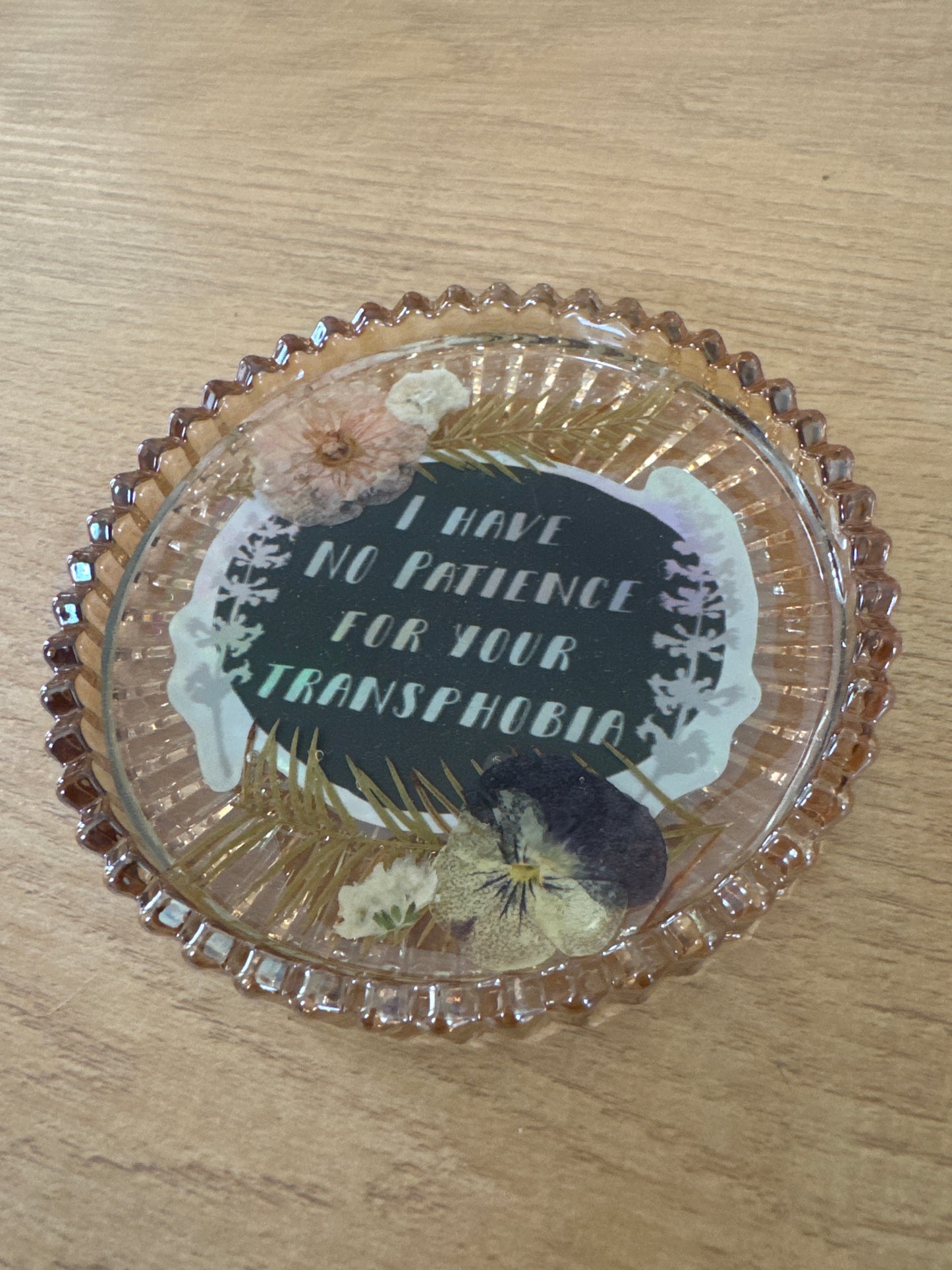 “I Have No Patience For Your Transphobia” Glass Dish