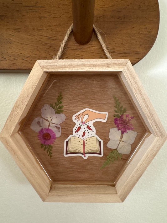 Red Pepper Spicy Book Small Hexagon Wood Frame