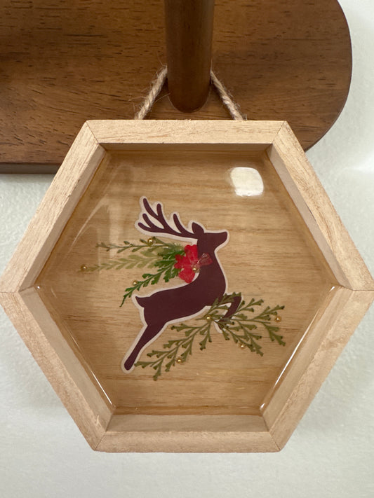 Reindeer Holiday Wood Frame