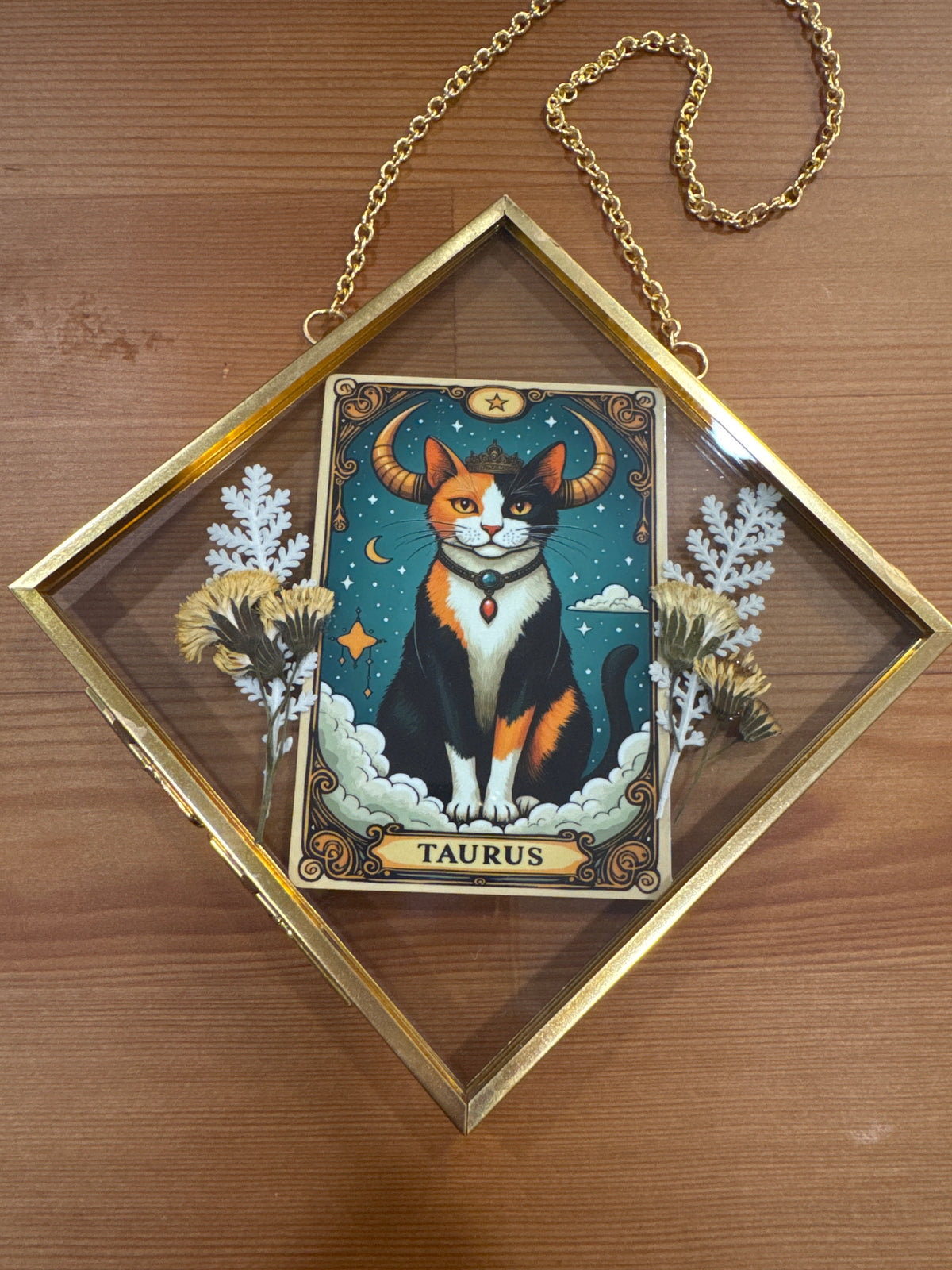 Taurus Cat Zodiac Birth Sign Glass Frame