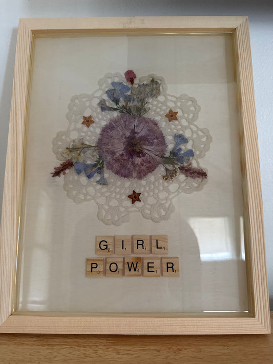 “Girl Power” Pressed Flower Resin Art Piece