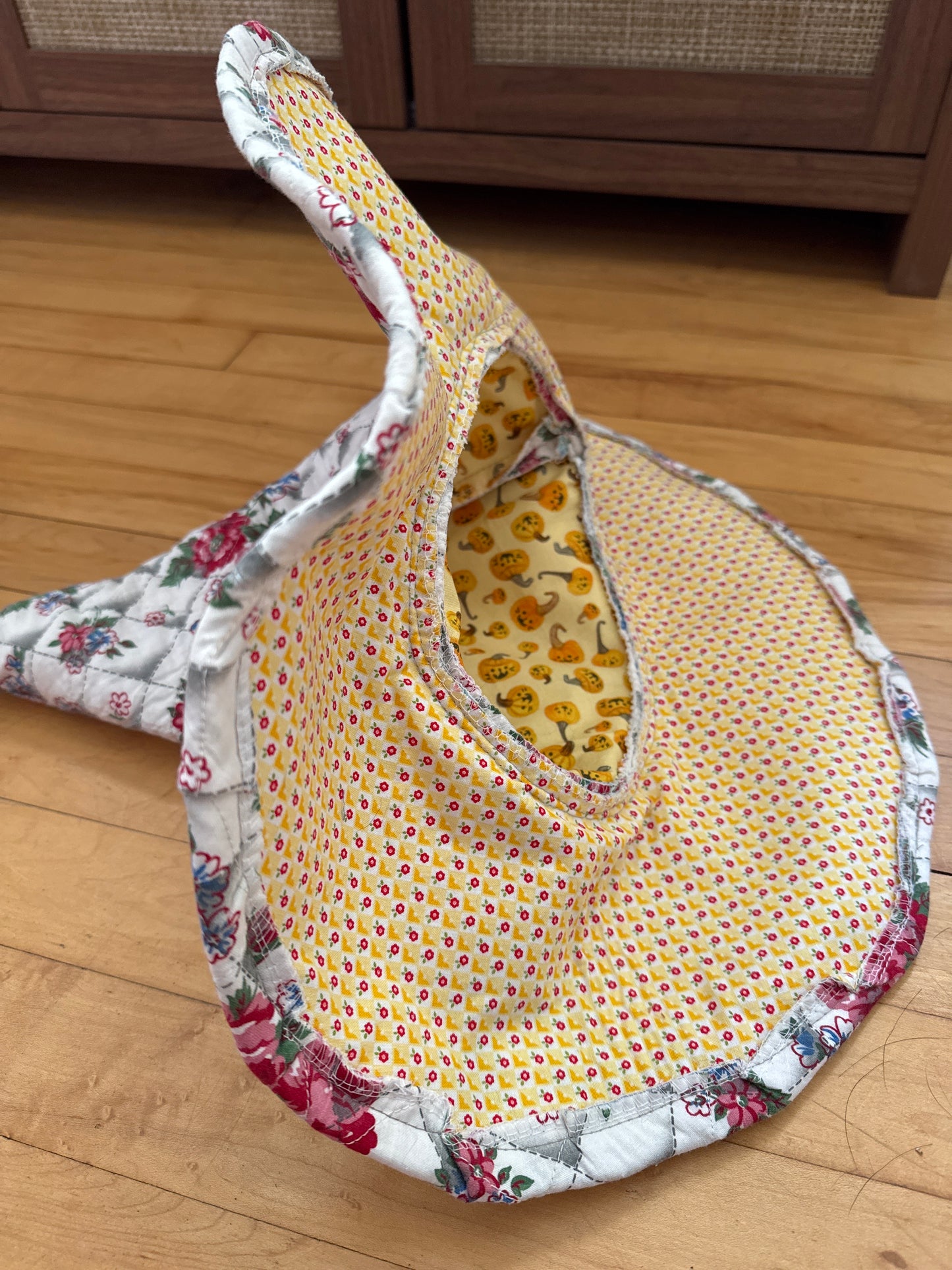 White, Red, and Green Floral Quilted Witch Hat 22-23”