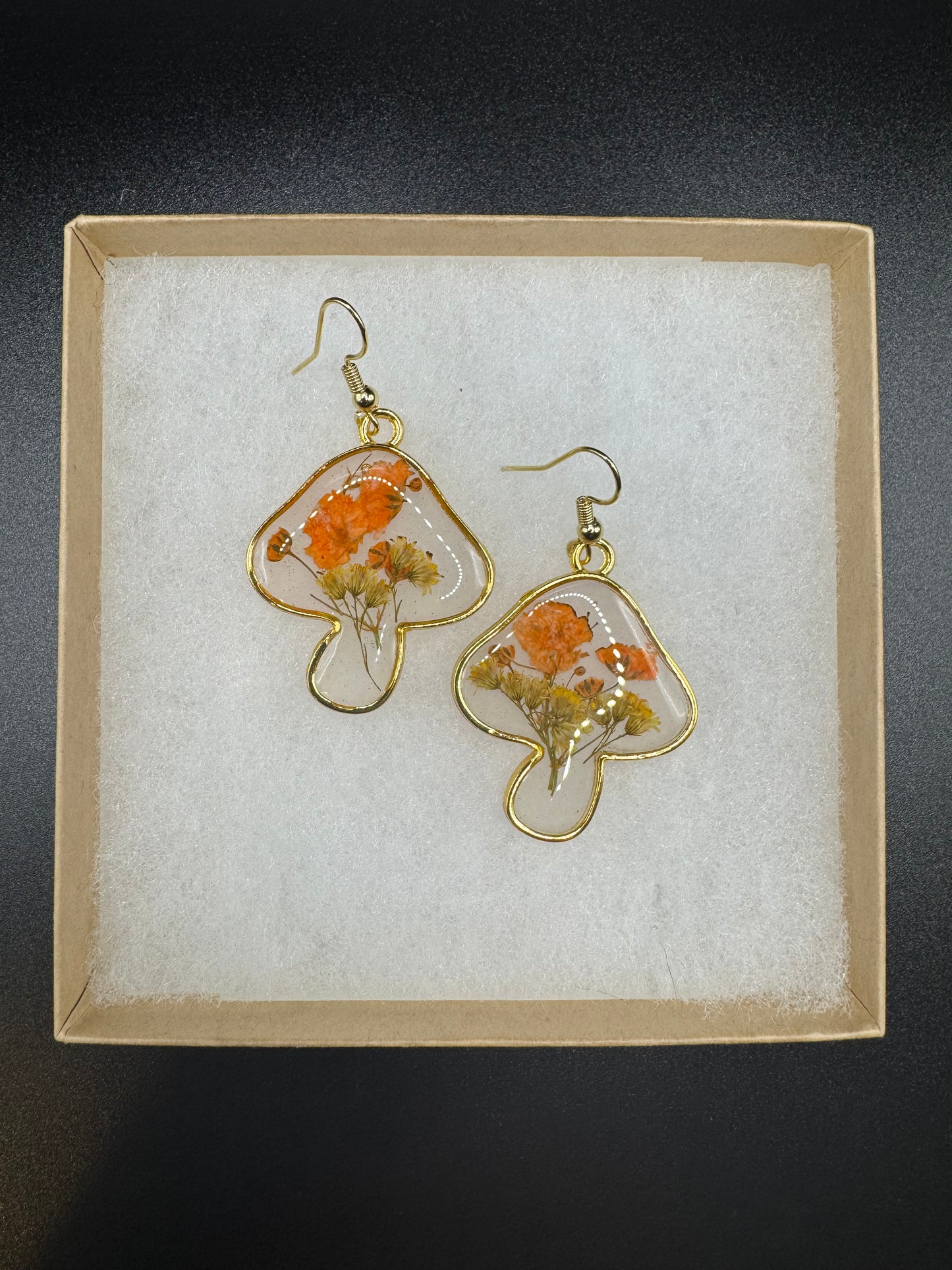 Botanical Fungi Fairy Gold Earrings