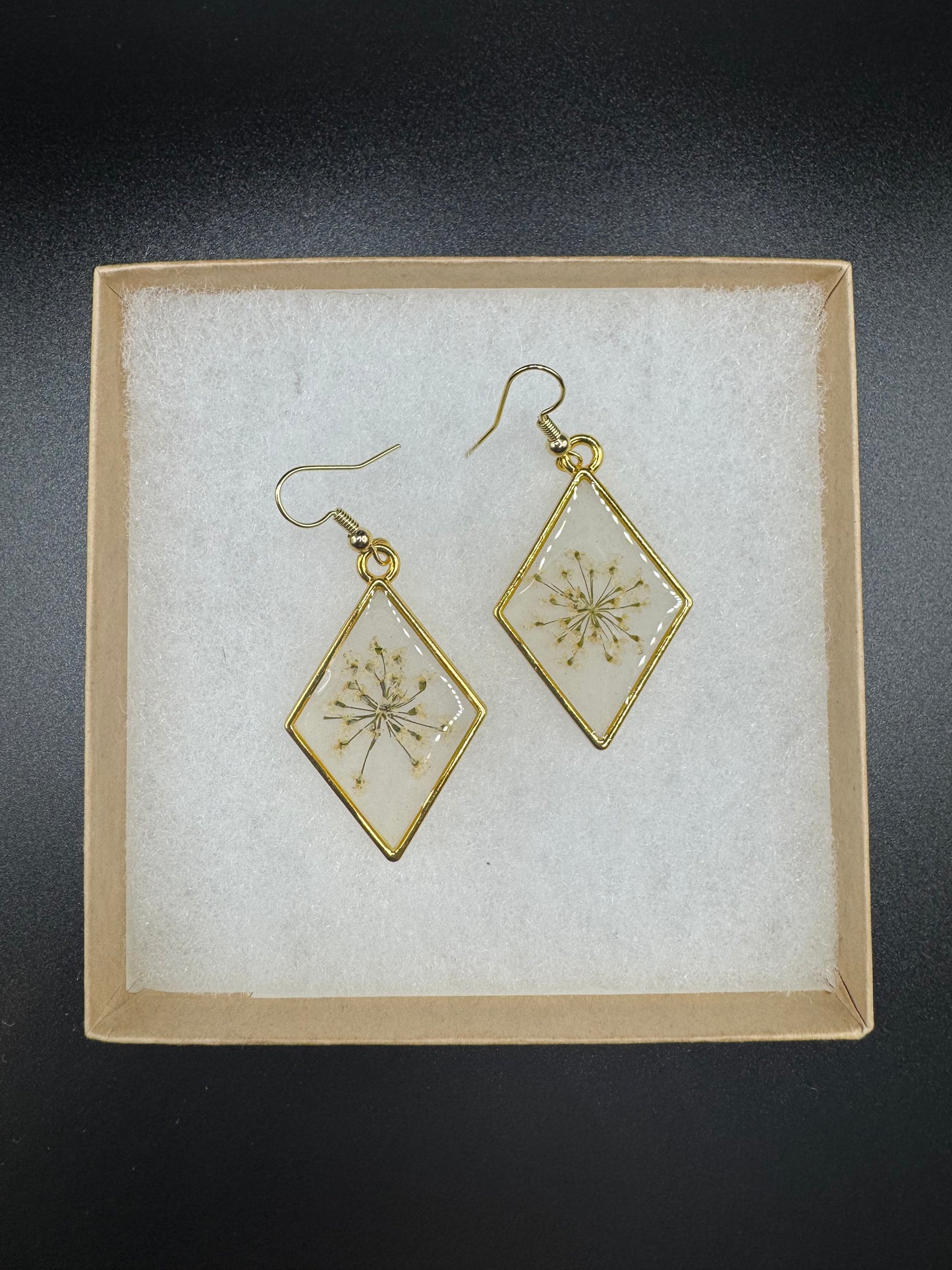White Gardenia Muse Gold Earrings
